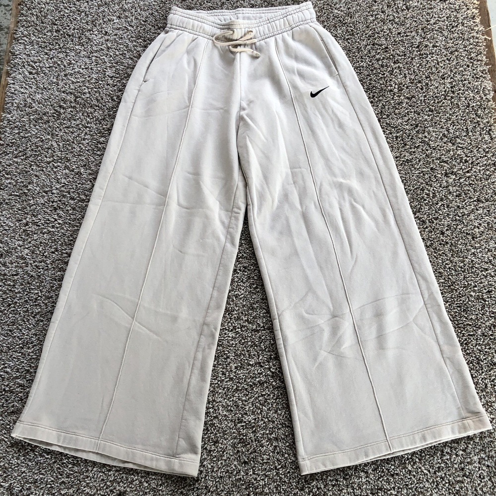 Nike Sportswear Knit Palazzo Sweatpants Womens Medium Tan Cream Extreme Wide Leg